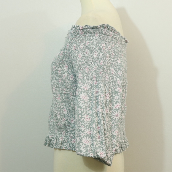 Loft Beach Floral Smocked Ruffle Off Shoulder Boho Top - Picture 3 of 12